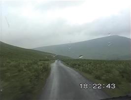 Michael takes some video shots from the front seat of the transit van taking us and our bikes up the long hill from Hay-on-Wye to Cape-y-Ffin via Gospel Pass